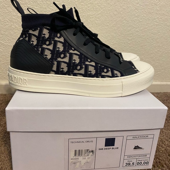 L@@K! Logo Navy Oblique Sneaker SZ 39.5 - Picture 2 of 11